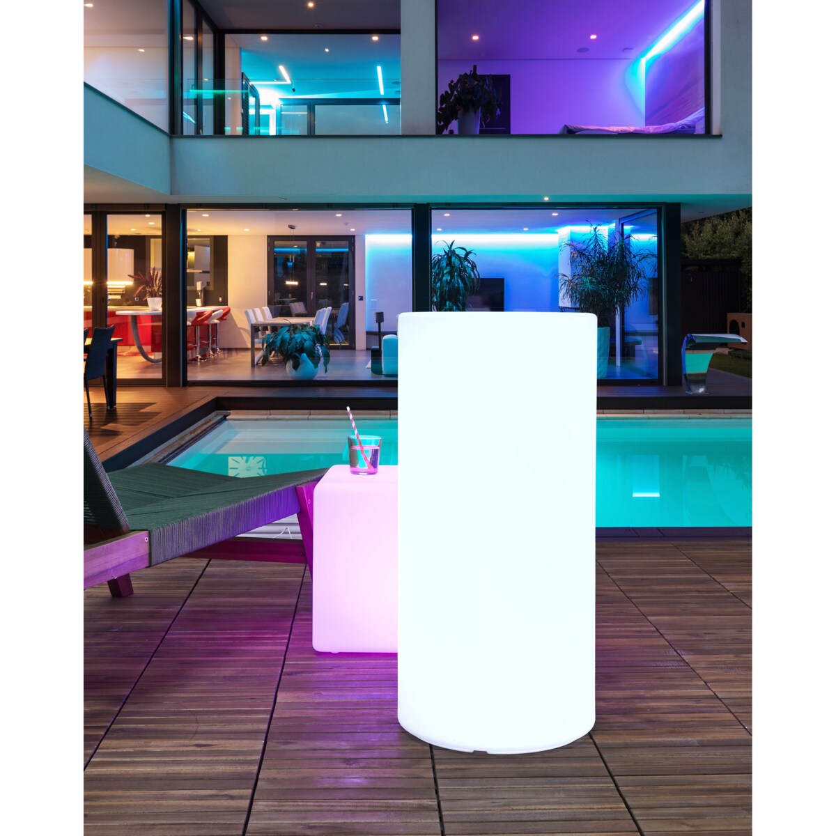 Lampa ogrodowa podłogowa LED PIEDRA 78 cm Z pilotem Biały