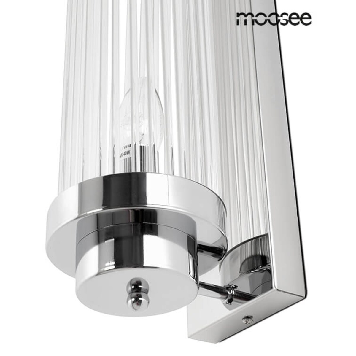 Kinkiet ścienny do salonu Column MSE010100360 Moosee szkło chrom