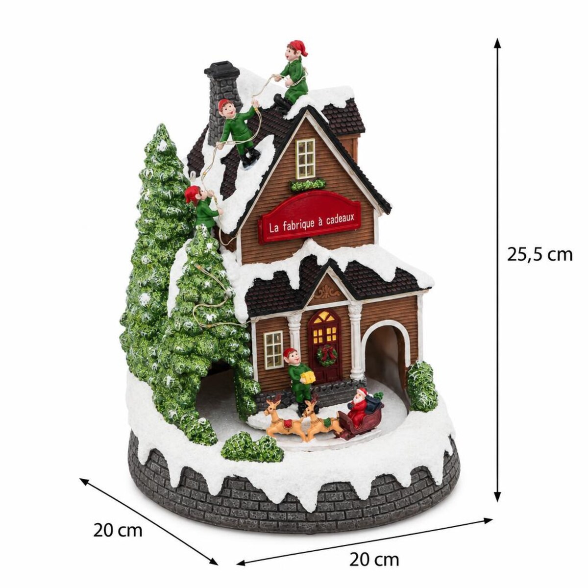 Fabryka prezentów, ruchoma dekoracja świąteczna z LED, 20 x 20 x 25,5 cm, tworzywo sztuczne