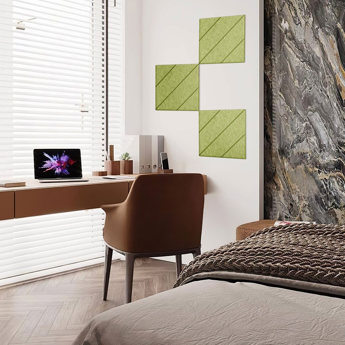 Zestaw 2 szt panel filcowy Felly 40x40 cm płytka kwadrat zielony