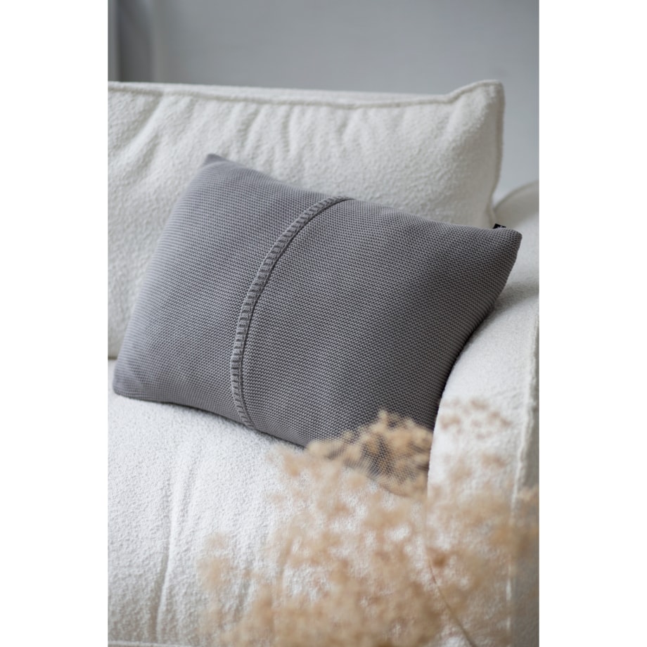 Poszewka klasyczna z przeszyciem szara, 40 x 60 cm, La Manta