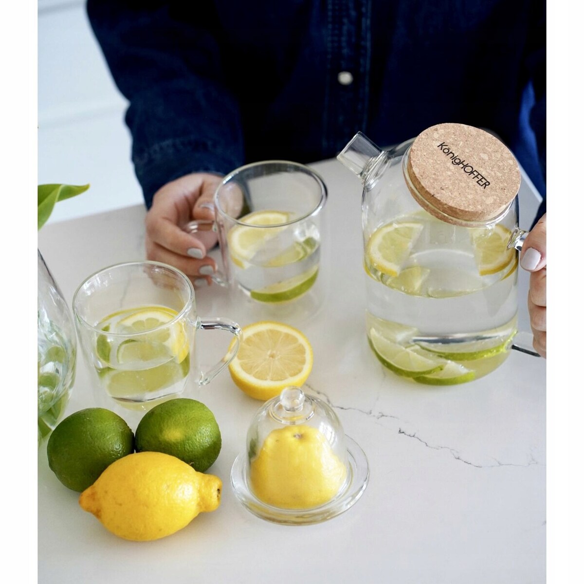 DZBANEK SZKLANY do HERBATY zioła pojemnik na wodę kompot sok 1,2 L prezent