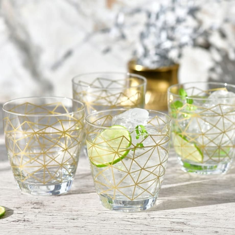 Szklanki Deco Złota Siatka Krosno 2 x 370 ml Zdobione Unikatowy Wzór Duet