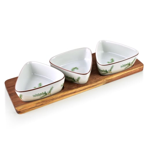 Zestaw do serwowania z deską i 3 miseczkami Modern Kitchen