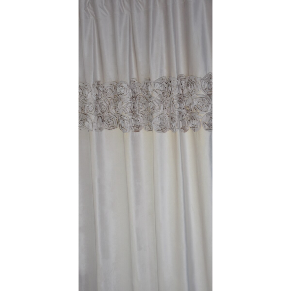 Zasłona welurowa "royal roses" z wyszywanymi różami 140x250 cm przelotka | jasny beż