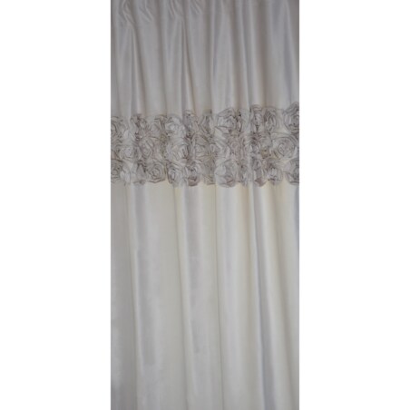 Zasłona welurowa "royal roses" z wyszywanymi różami 140x250 cm przelotka | jasny beż