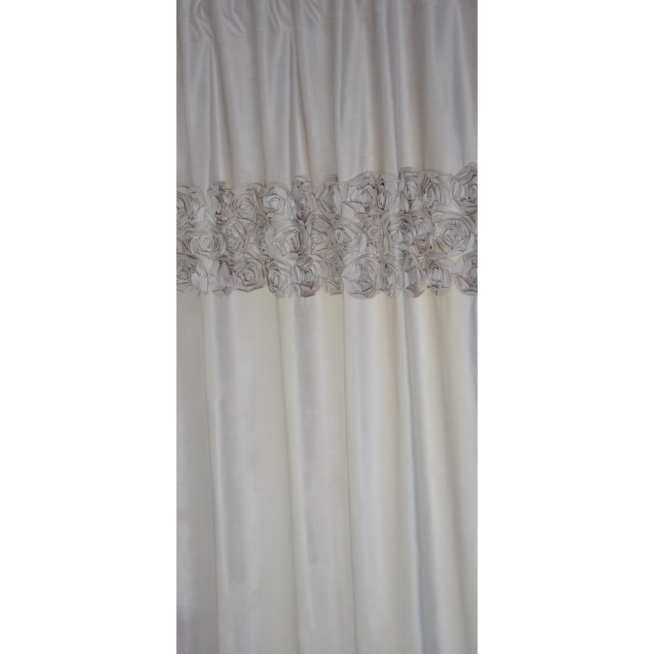 Zasłona welurowa "royal roses" z wyszywanymi różami 140x250 cm przelotka | jasny beż