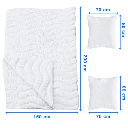 Kołdra Całoroczna 160X200 Cm + 2 Poduszki 70X80 Cm Zestaw Mikrofibra Antyalergiczna Pikowana