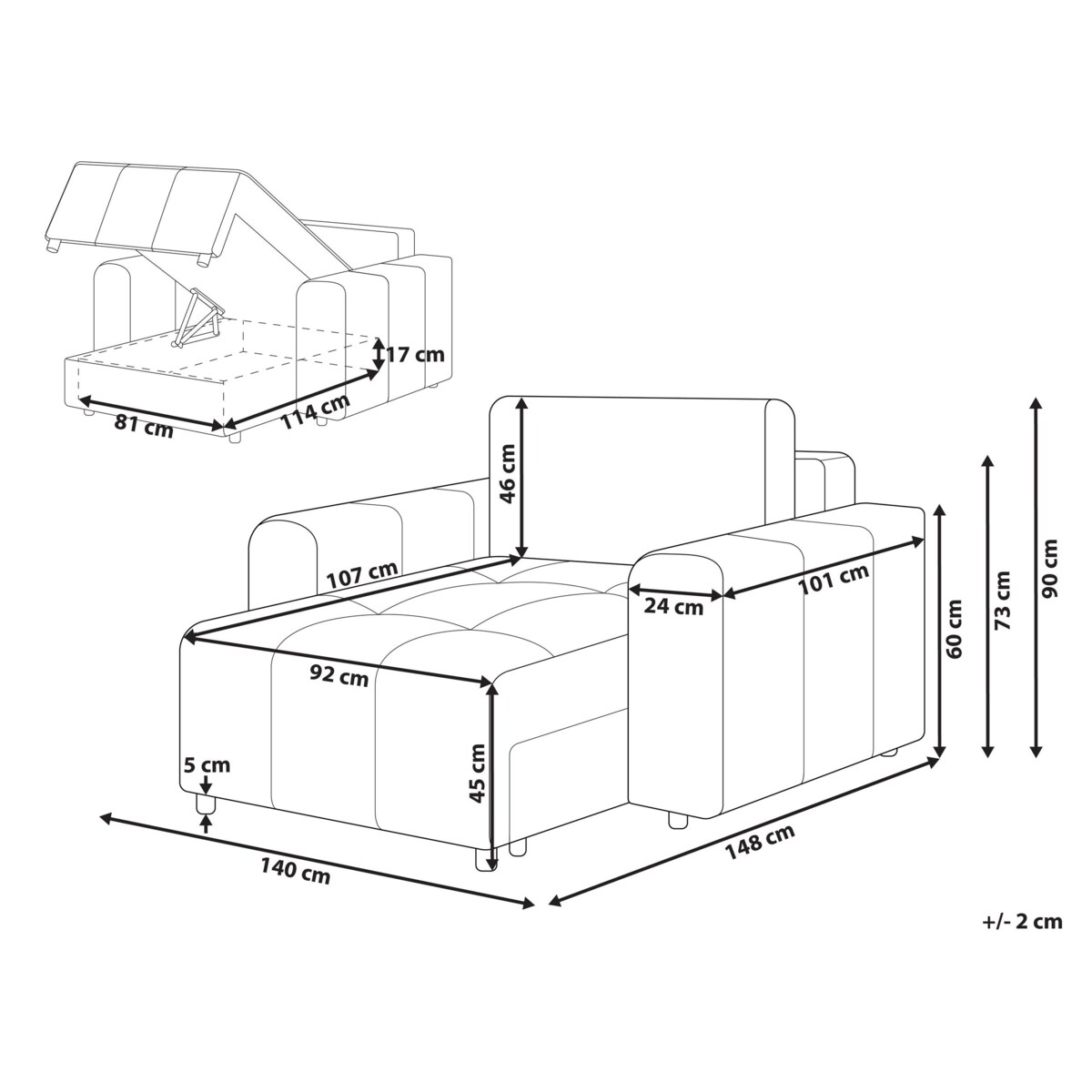Szezlong brązowy INNVIK