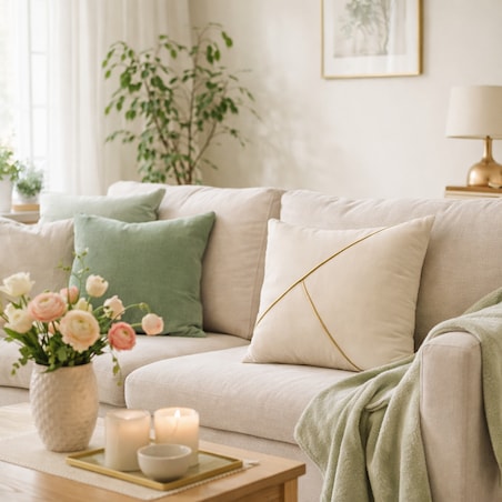 Poszewka na poduszkę ze złotym akcentem Chic - kremowy