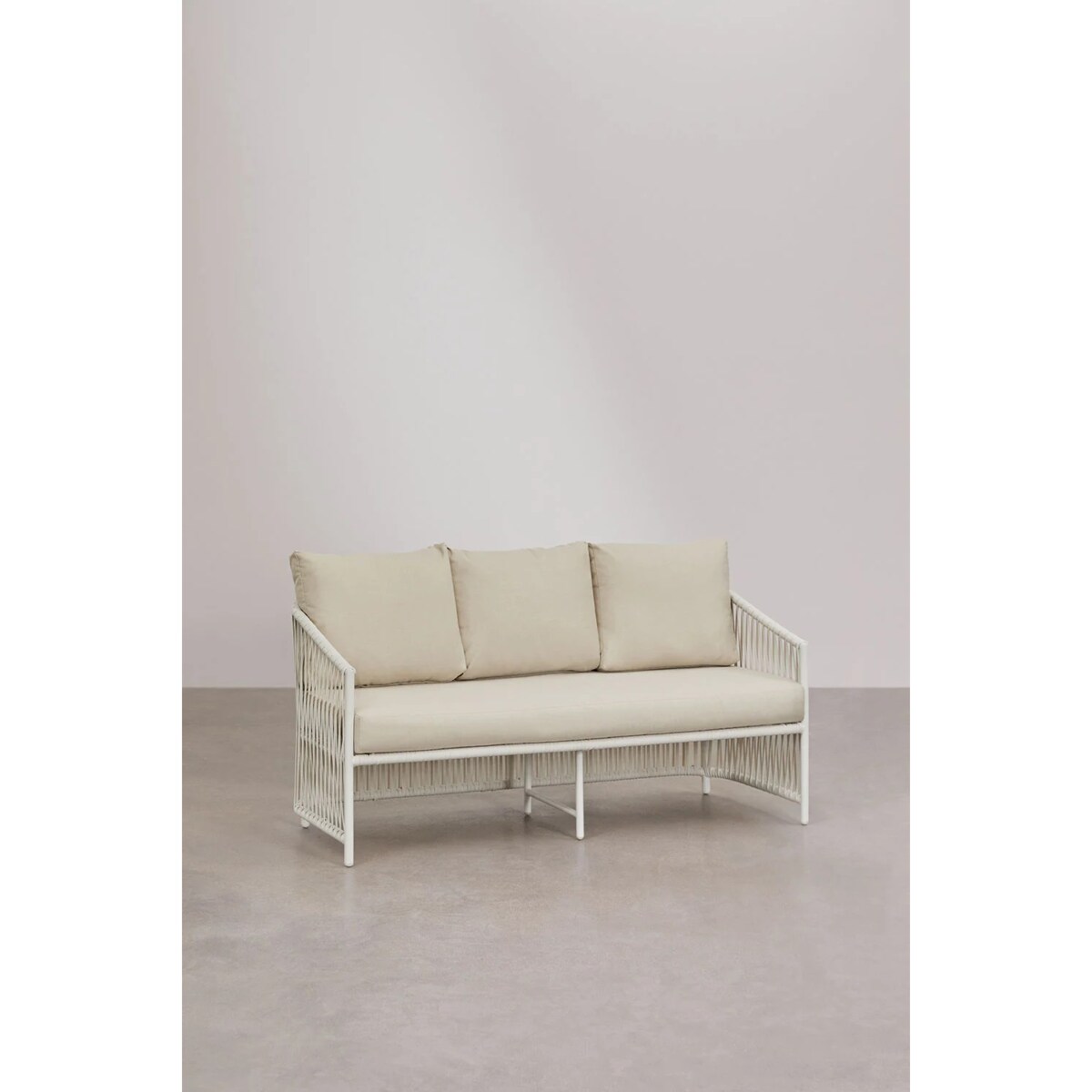 Zestaw ogrodowy: dwuosobowa sofa, 2 fotele i stolik kawowy kremowy Sophie