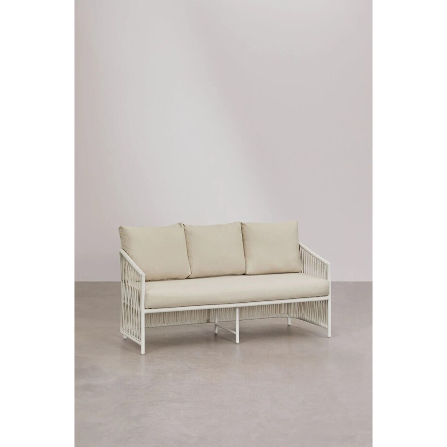 Zestaw ogrodowy: dwuosobowa sofa, 2 fotele i stolik kawowy kremowy Sophie