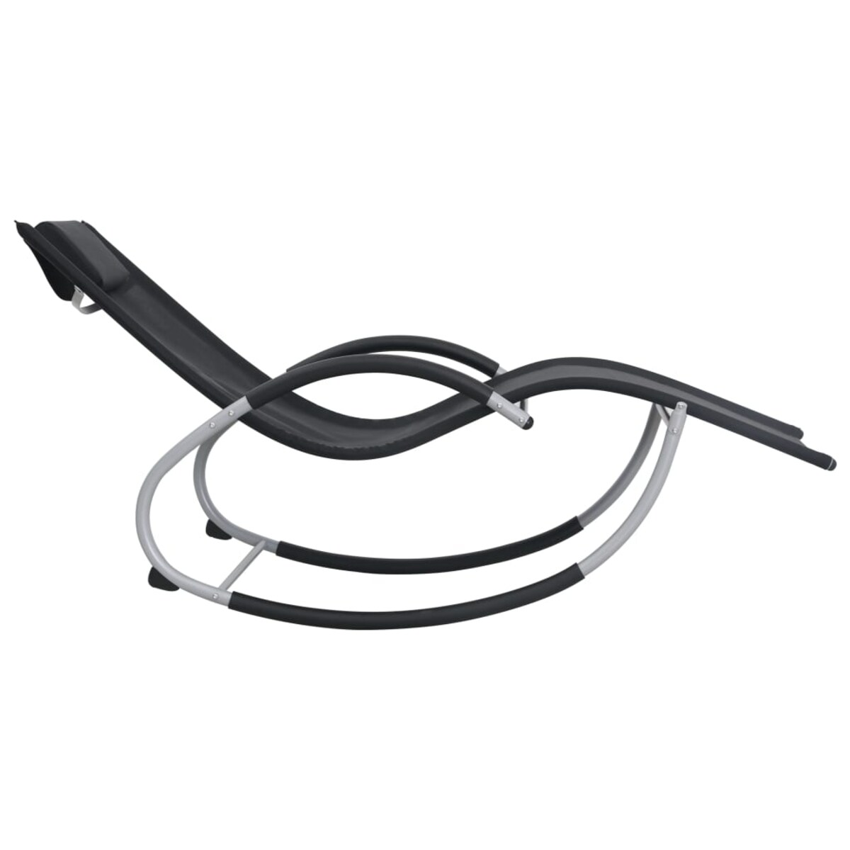 vidaXL Leżak z poduszką, czarny, tkanina textilene