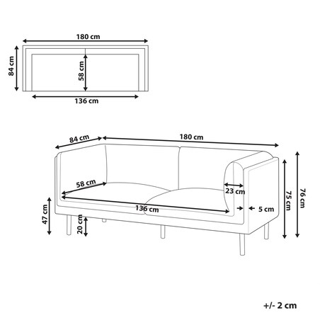 Sofa dla 2 osób VORGOD Boucle Złamana biel