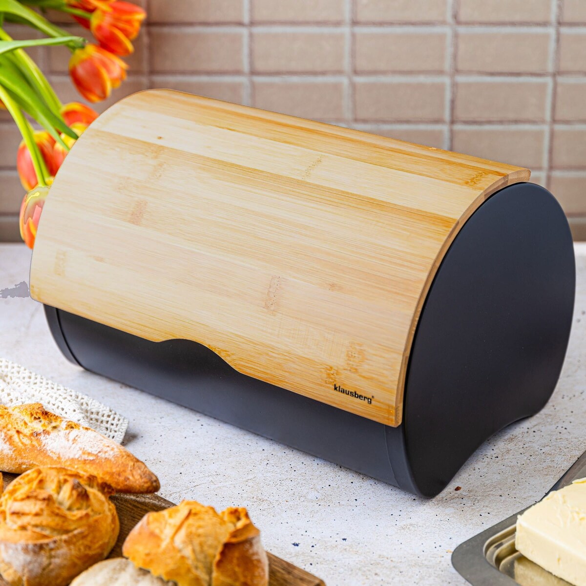 Chlebak stalowy 32cm pojemnik na chleb pieczywo KLAUSBERG