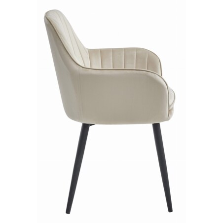 Krzesło Do Jadalni Kuchni Salonu Lugo - Aksamit Beż / Nogi Czarne X 2