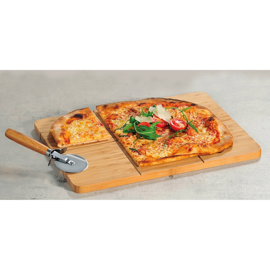 Deska do krojenia pizzy, prostokątna z nożem, 40 x 30 cm