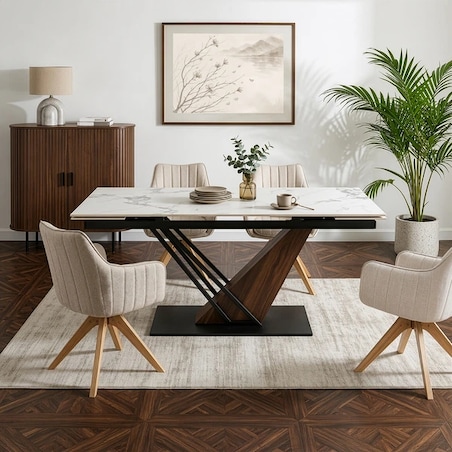 Stół ceramiczny rozkładany do jadalni biały 180-240 cm REX