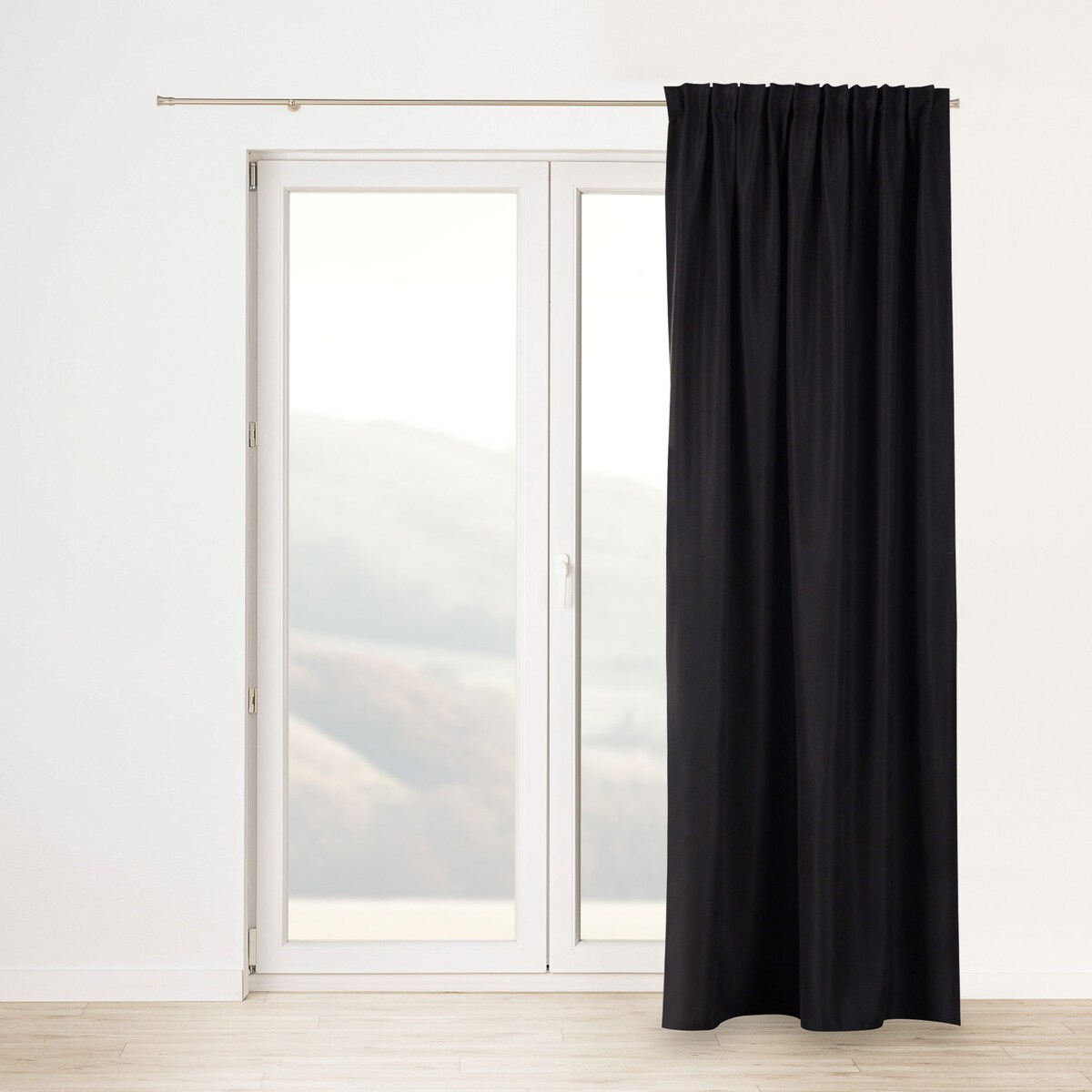 Zasłona na taśmie marszczącej czarna aksamitna 140 x 280 cm 1 szt. 140x280 czarny