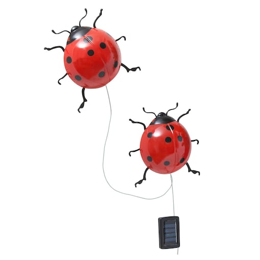 Ogrodowe lampki solarne, biedronki LED, 2 sztuki, 20 cm