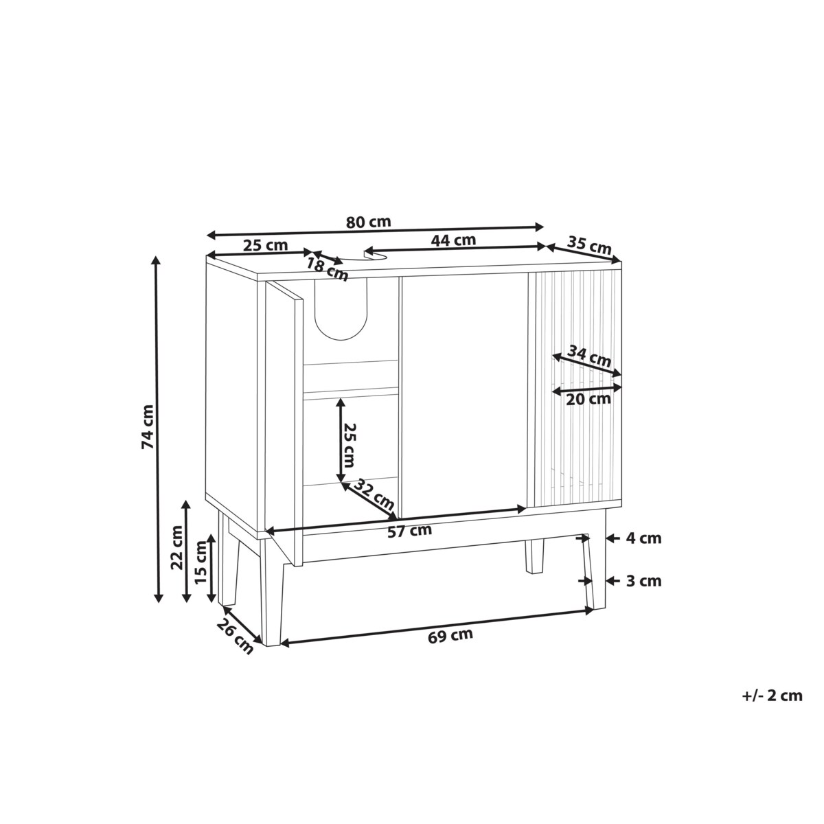 Szafka pod umywalkę jasne drewno z białym NUBES