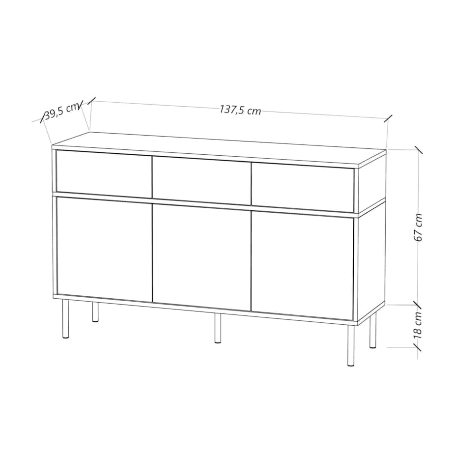 Elegancka biała komoda Dancan MARIKA ze złotymi dodatkami