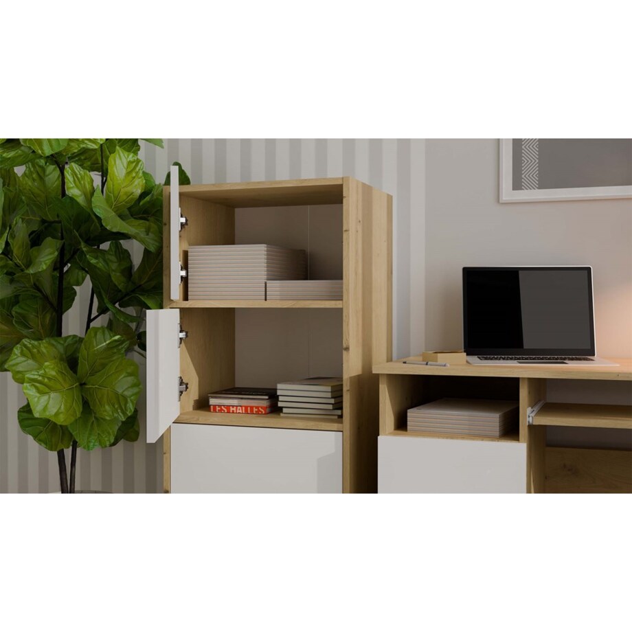 Komoda ALMA Front Biel Korpus Dąb Artisan