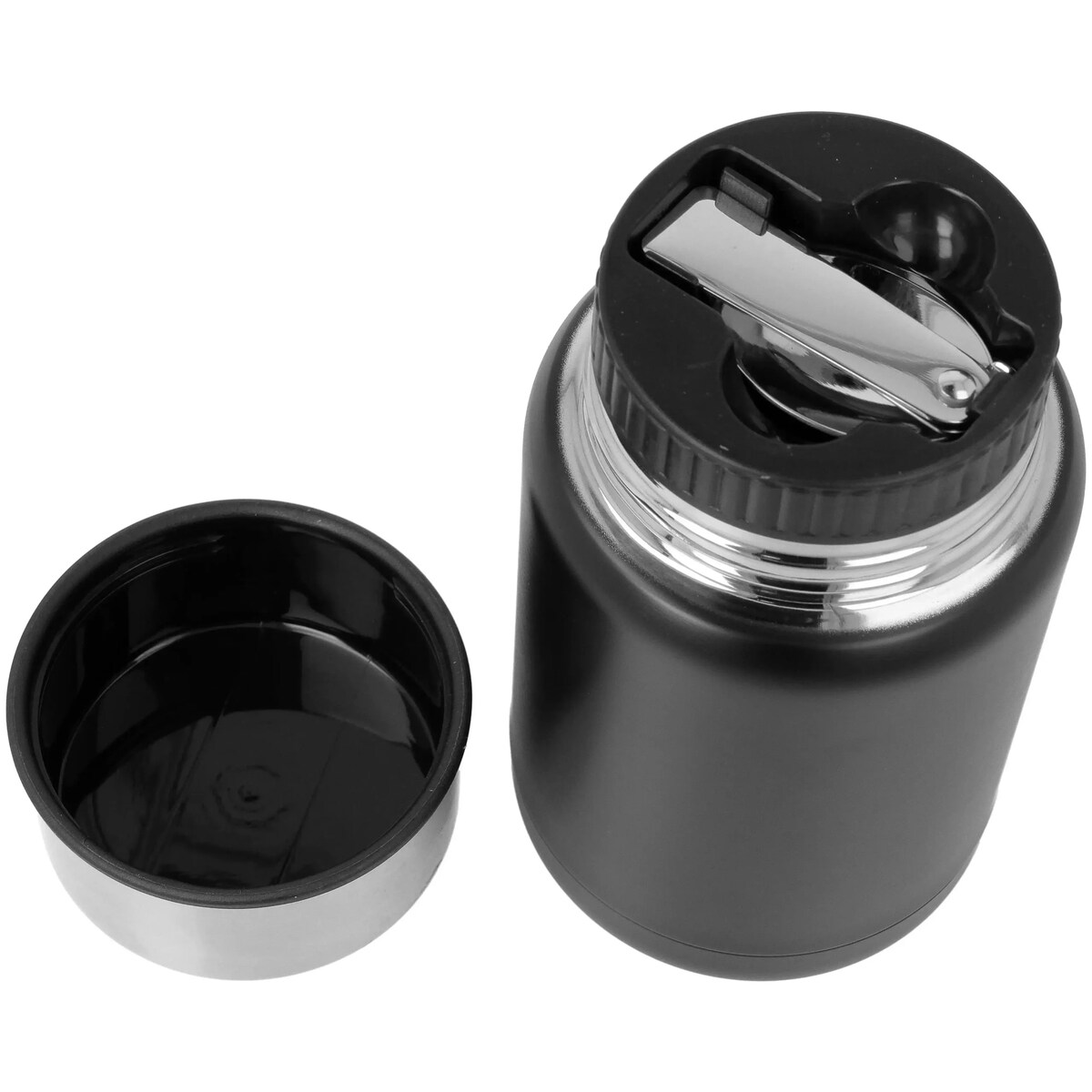 Termos obiadowy 500ml ze składaną łyżeczką na obiad zupę czarny MATOWY BRUNBESTE BB-3570