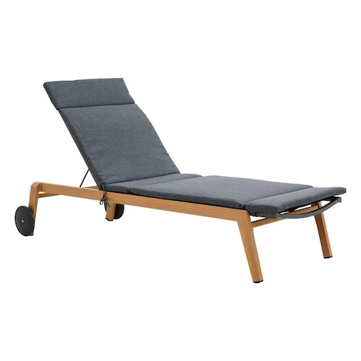 Leżak ogrodowy Duisburg szary, na kółkach