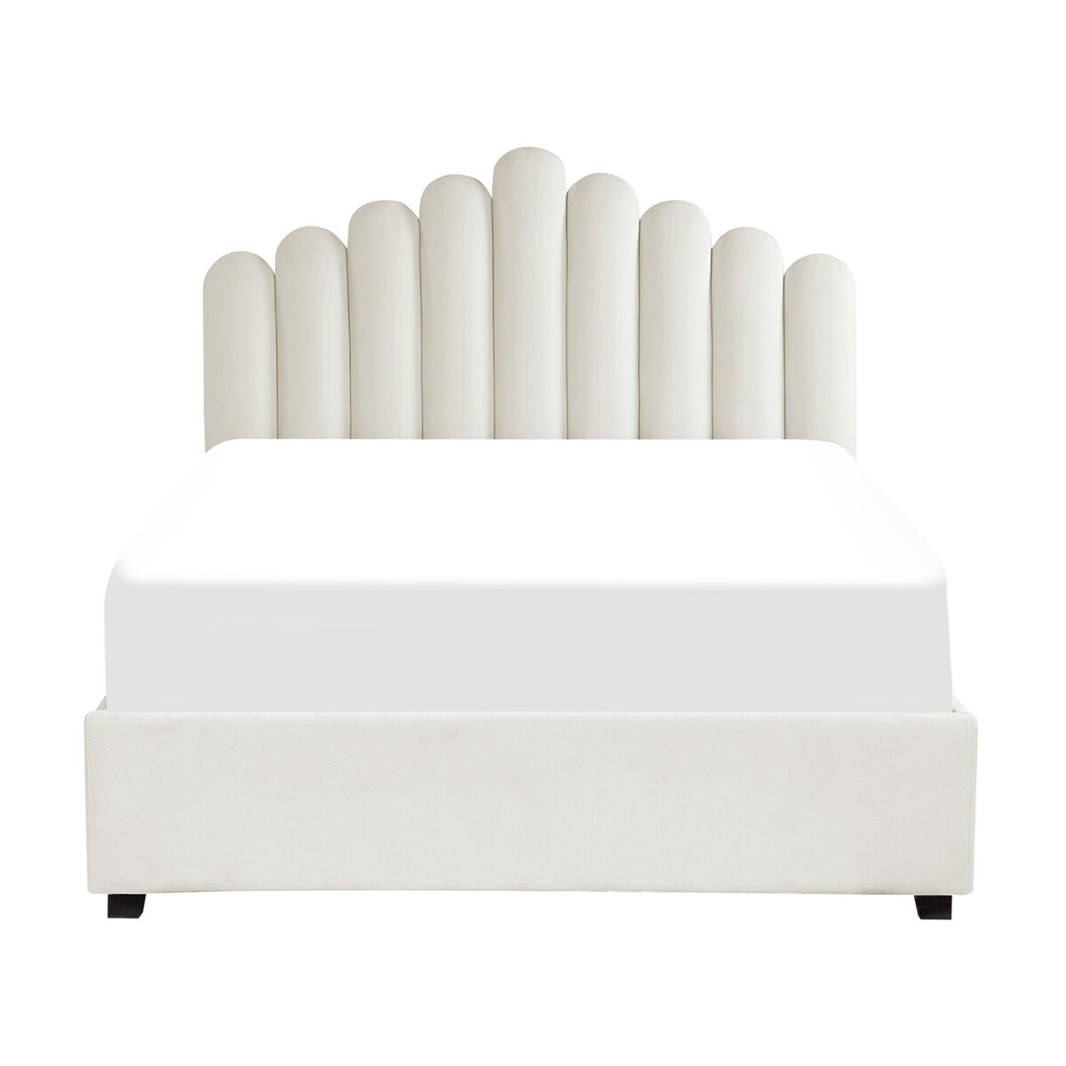 Łóżko z pojemnikiem welurowe 140 x 200 cm złamana biel VINCENNES