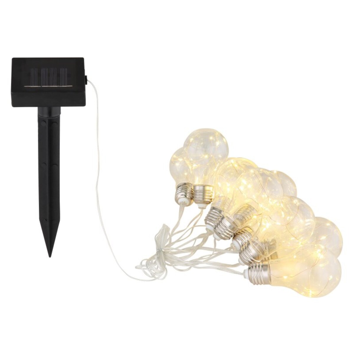 Lampki solarne LED Globo SOLAR 33708-10 10x0,3W IP44, ciepłe światło 3000K do ogrodu, srebrne