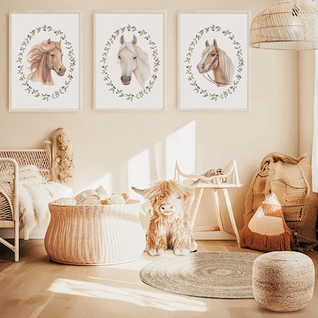 3 x plakat dla dzieci | konie 20x30