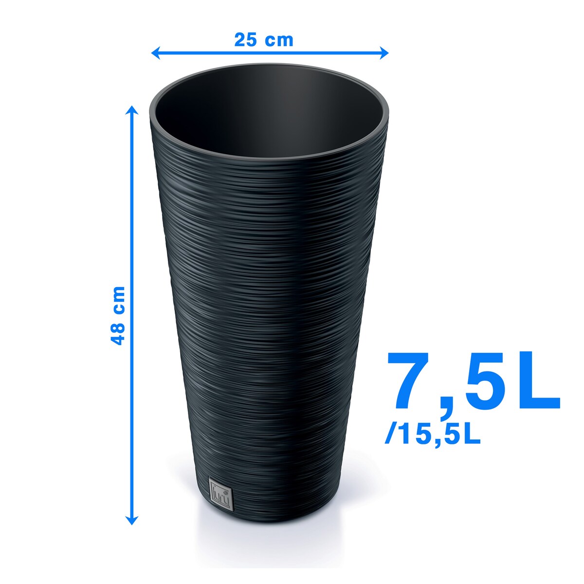 Doniczka Donica Ogrodowa 25 Cm Okrągła Na Taras Do Ogrodu Domu Antracytowa