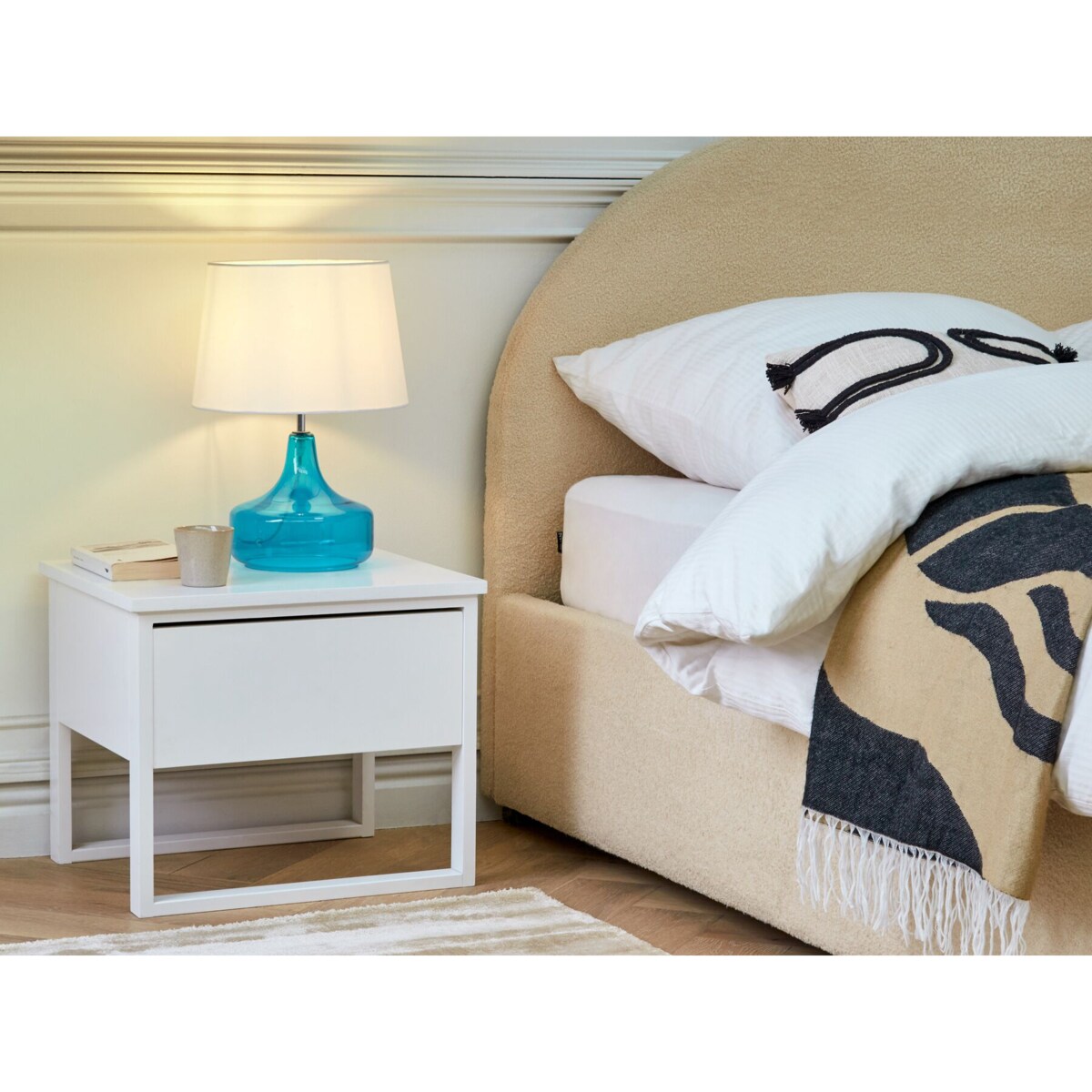 Lampa stołowa szklana niebieska ERZEN