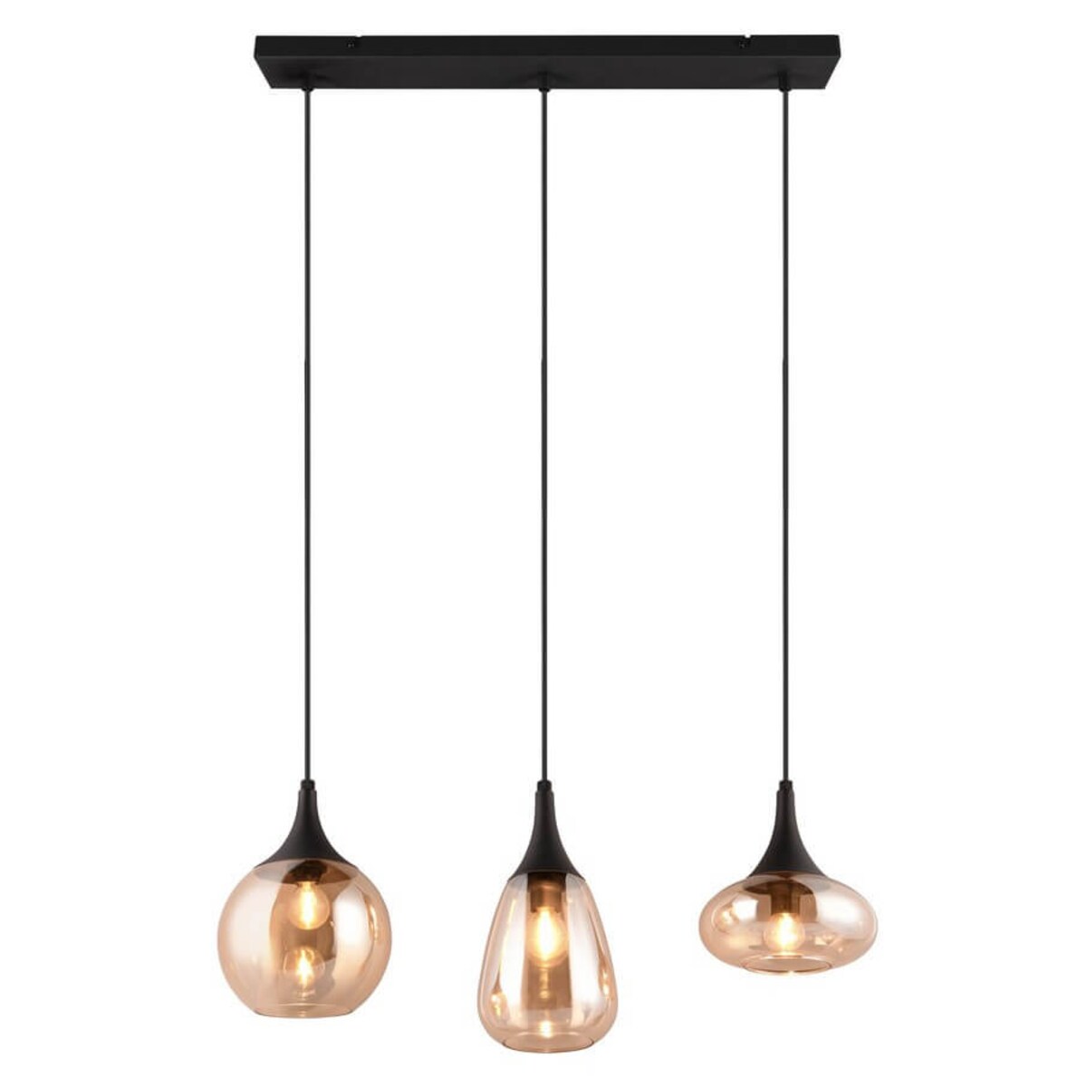 Potrójna lampa nad stół Lumina 317000313 Trio szkło czarna bursztynowa