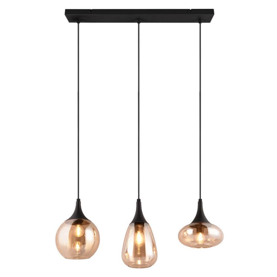 Potrójna lampa nad stół Lumina 317000313 Trio szkło czarna bursztynowa