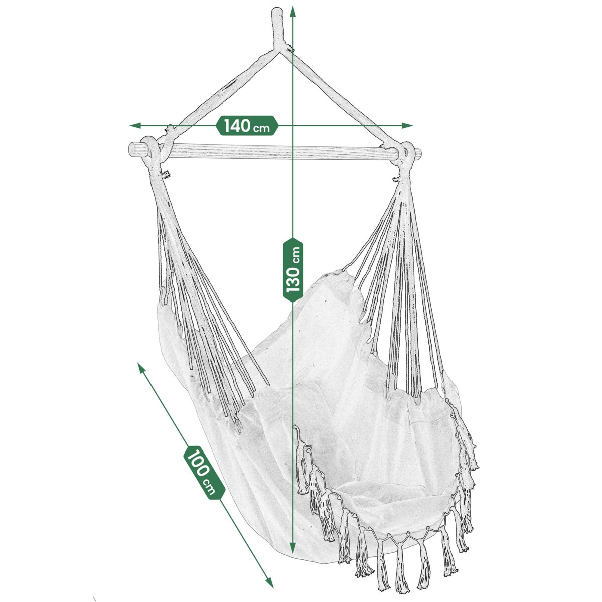 Fotel wiszący JUMI ogrodowy huśtawka kokon krzesło brazylijskie