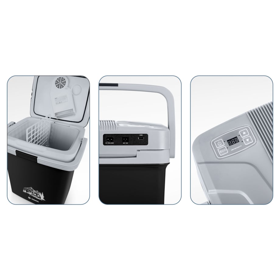 Lodówka turystyczna samochodowa 12V/230V USB funkcja grzania 26l Berdsen