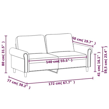 vidaXL Sofa 2-osobowa, brązowa, 140 cm, tapicerowana aksamitem