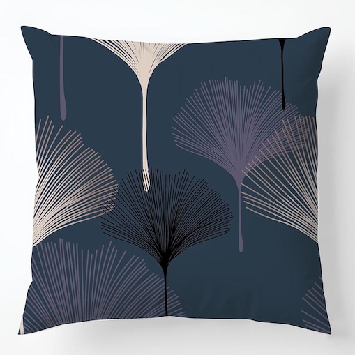 Poszewka satynowa 40x40 Lunavia liście miłorzębu na niebieskim tle, Satynlove