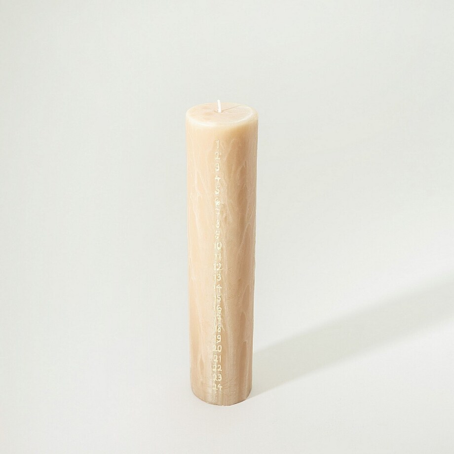 Świeca adwentowa beżowa 25 cm boże narodzenie, święta, świąteczne, beżowy, 5x5x25 cm