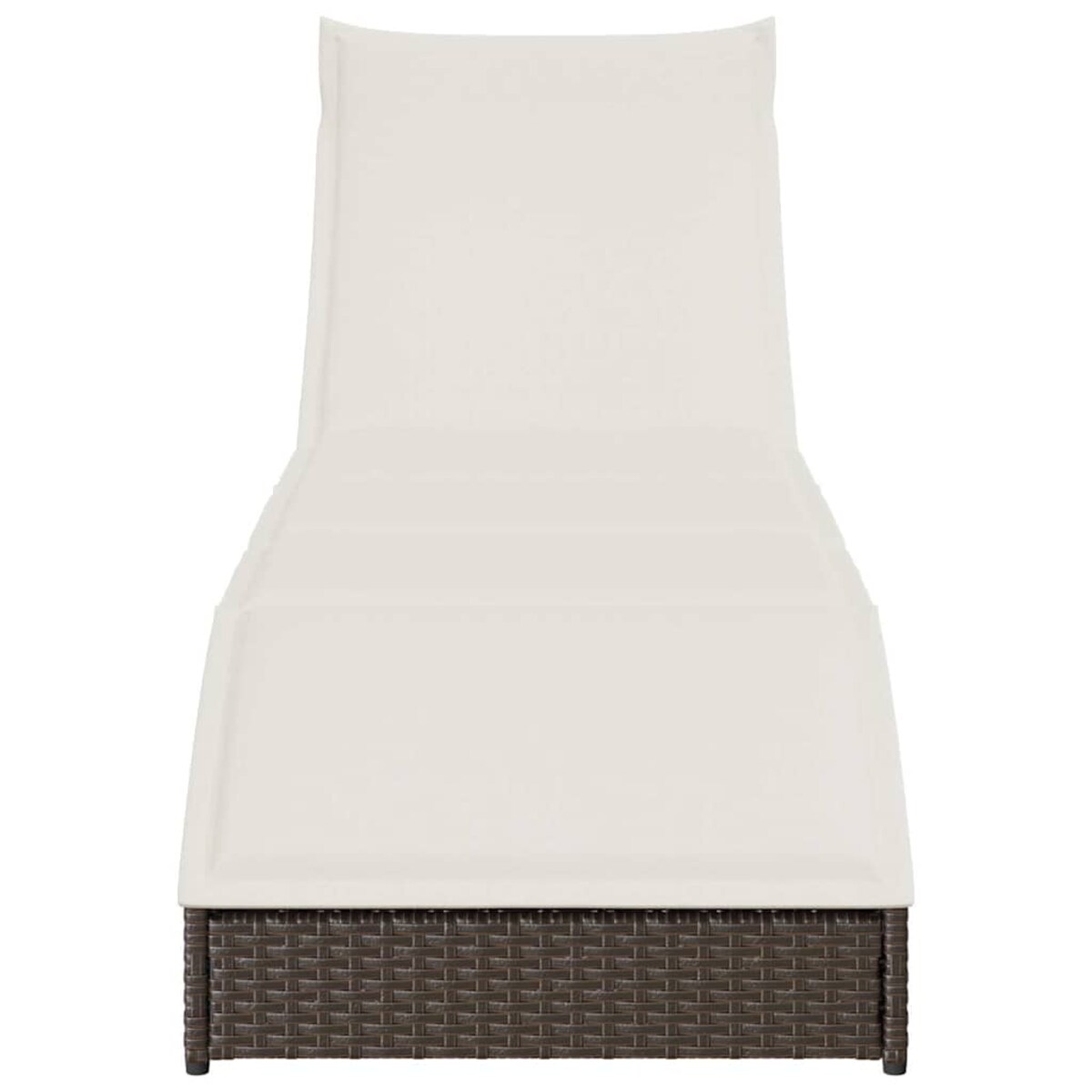 vidaXL Składany leżak z poduszką i schowkiem Brązowy polirattan