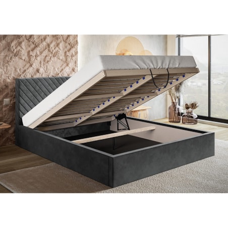 Łóżko tapicerowane 120x200 OLDO 8 jednoosobowe, z pojemnikiem-grafitowe
