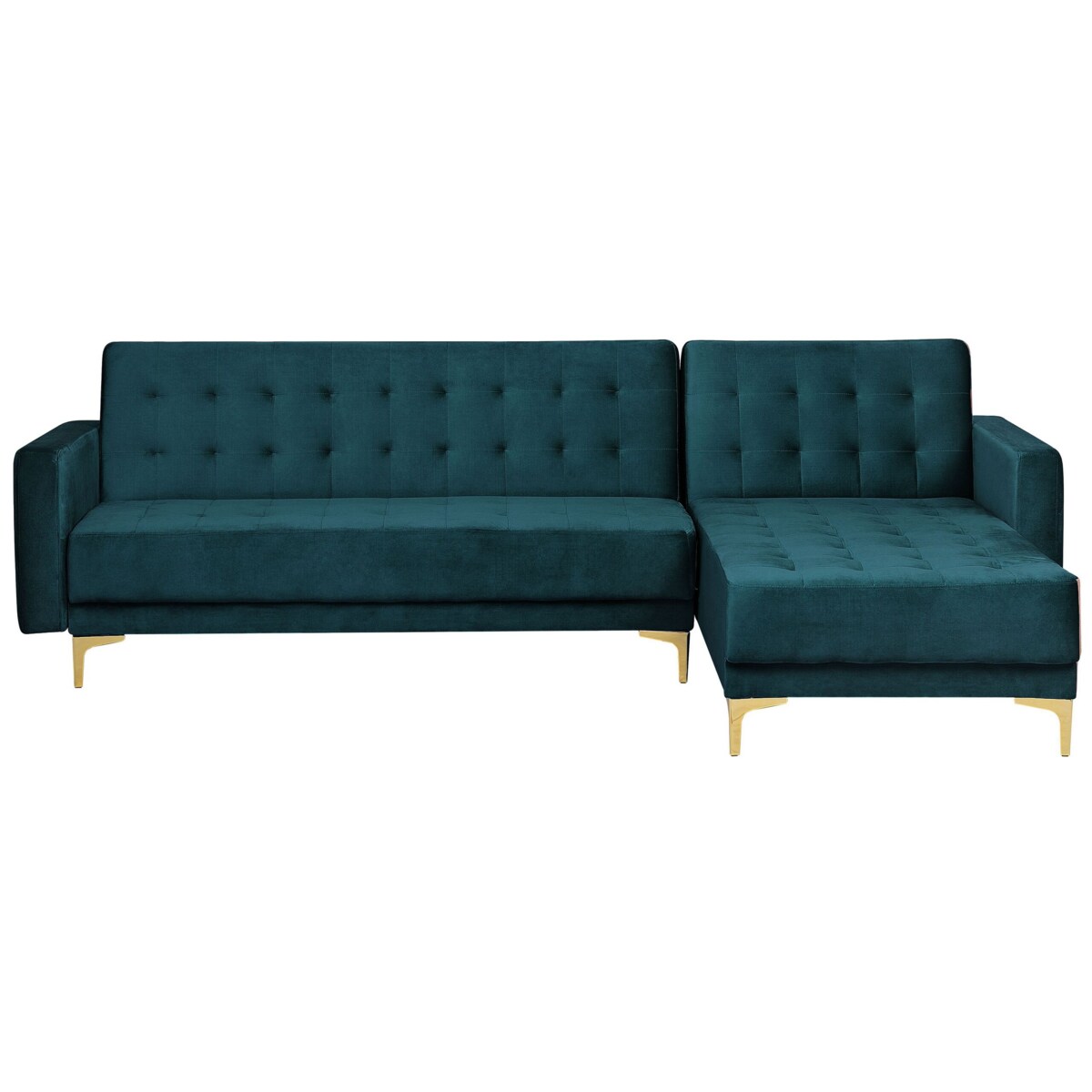 Narożnik rozkładany 4-osobowy welurowy lewostronny zielony ABERDEEN