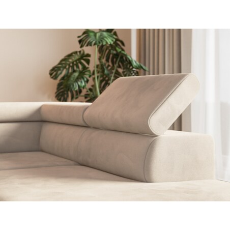 Narożnik ALEX z regulowanymi zagłówkami, prawostronny-Matt Velvet beżowy