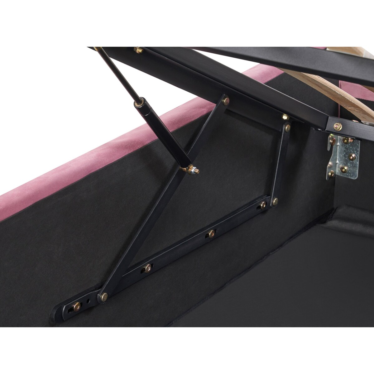 Łóżko z pojemnikiem welurowe 140 x 200 cm różowe ROCHEFORT