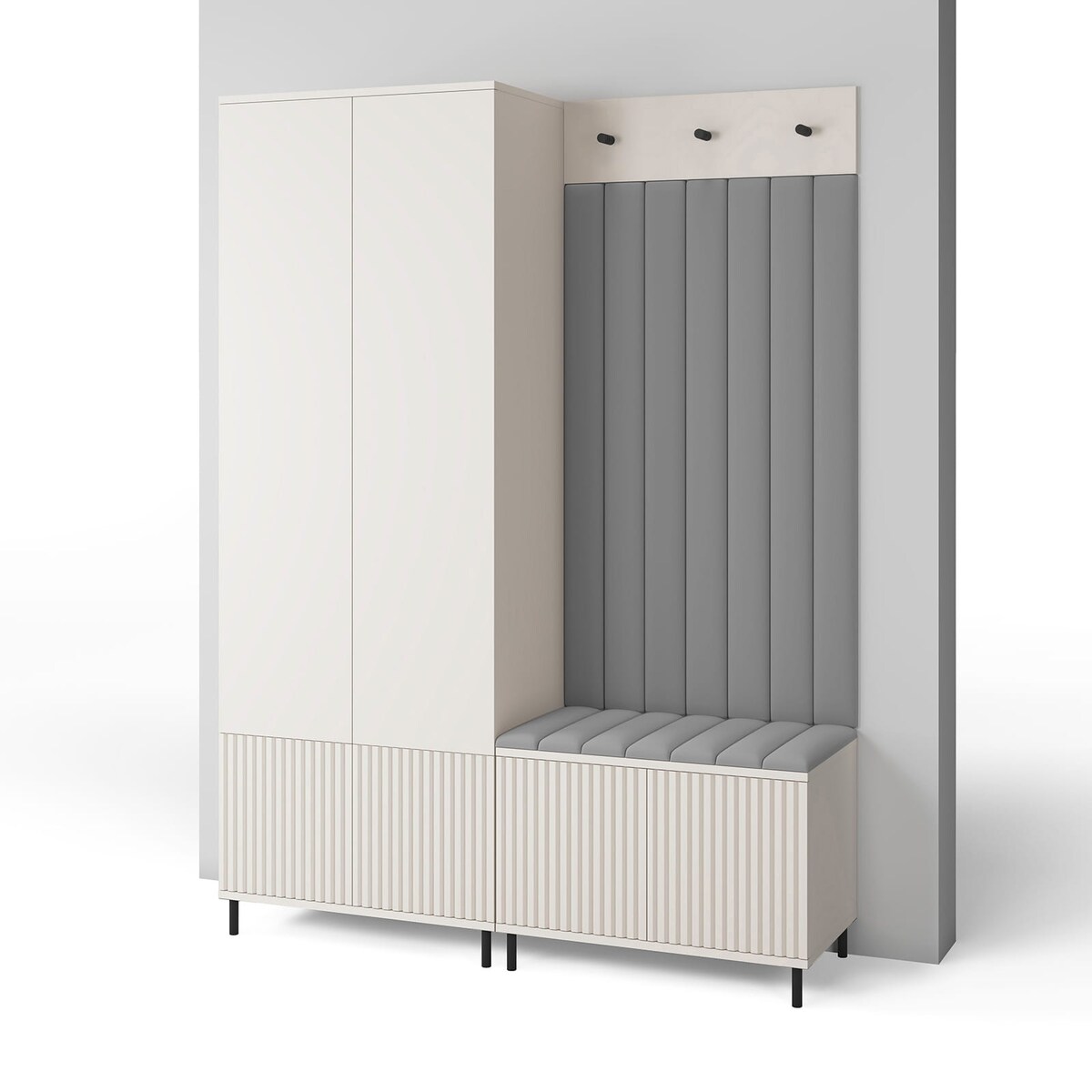 Zestaw szafa szafka na buty Ritmo wersja 1 wysokie nogi rurki Trinity 14 Cashmere