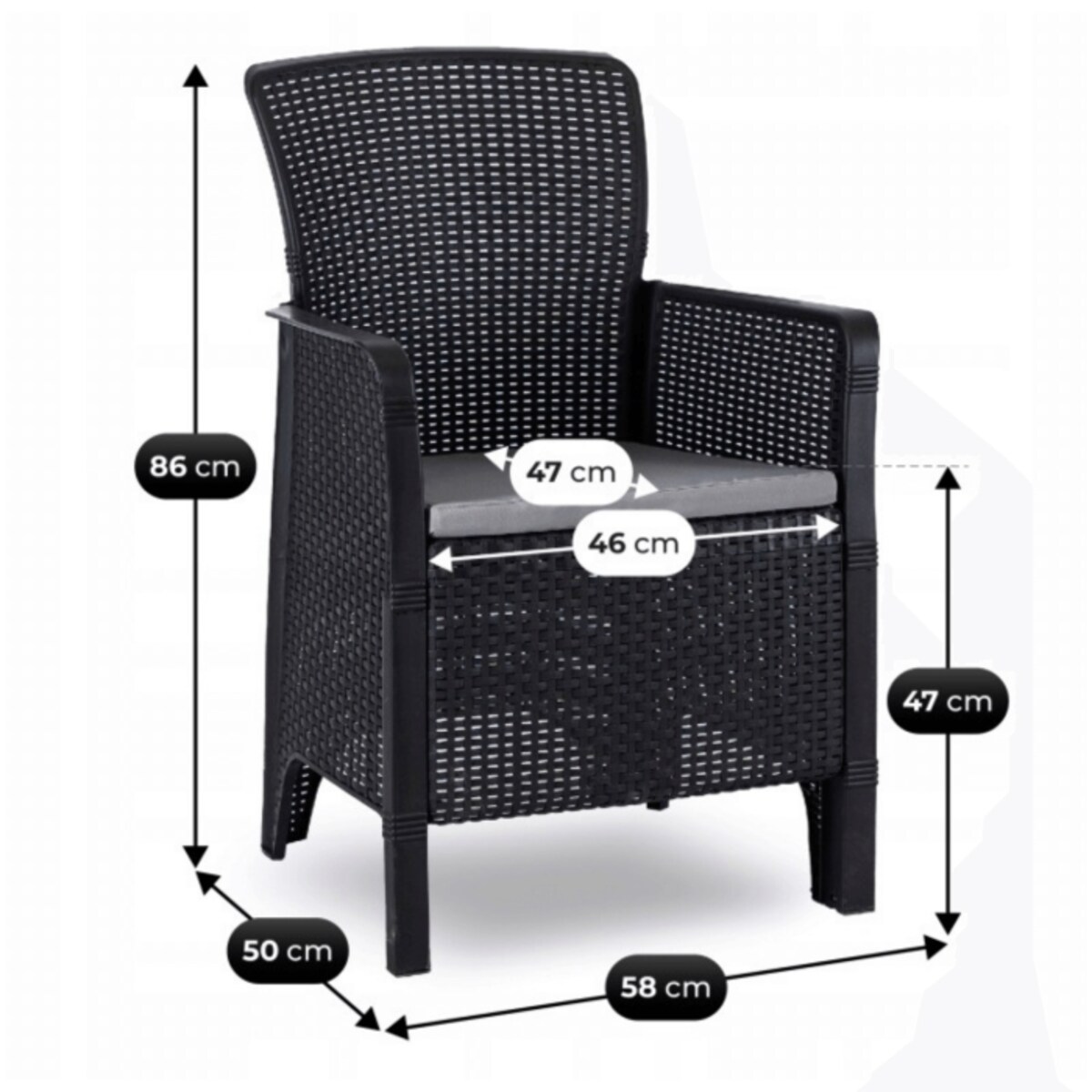 Zestaw Mebli Ogrodowych Na Taras Ogród Technorattan Czarny Popiel