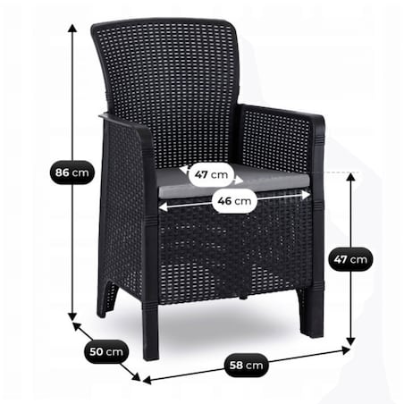 Zestaw Mebli Ogrodowych Na Taras Ogród Technorattan Czarny Popiel