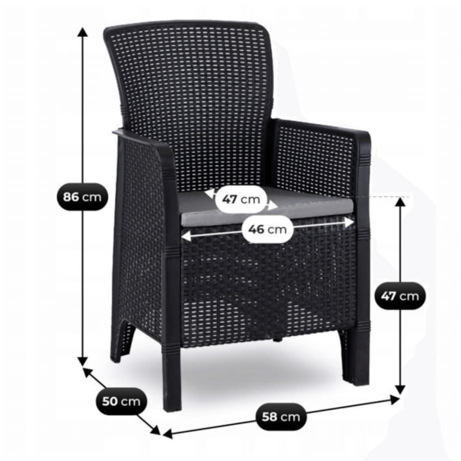 Zestaw Mebli Ogrodowych Na Taras Ogród Technorattan Czarny Popiel